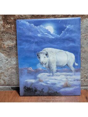Vintage Unframed White Buffalo Art Print 1994 Marianne Caroselli